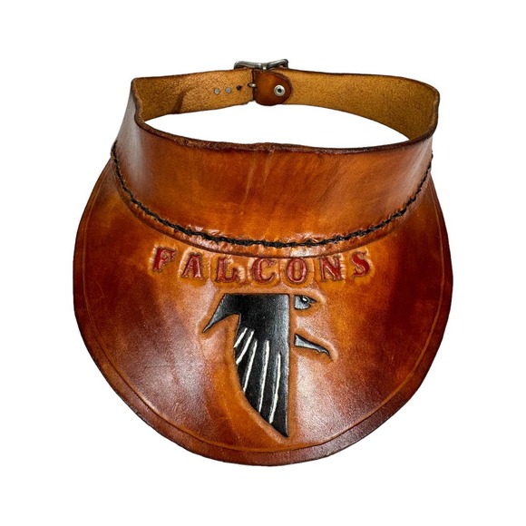 Vintage Other - Vintage Tooled Stamped Leather Atlanta Falcons Visor Football NFL Handmade